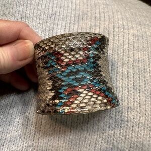 Rustic Cuff Snake Skin multi colored wide cuff boho statement Bracelet